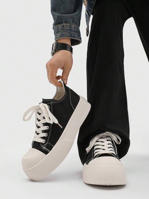 New Black Lace-Up Flat Ladies Party Shoes Daily Wear Ladies Shoes Casual Fashion Sports Shoes Outdoor Comfortable Neutral Couple Shoes