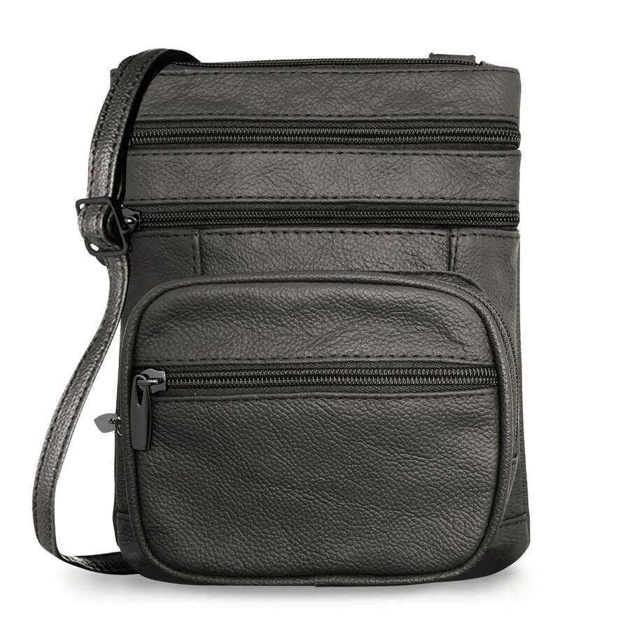 Genuine Leather Cross-Body Bags Purse - 灰色 - 查看 1