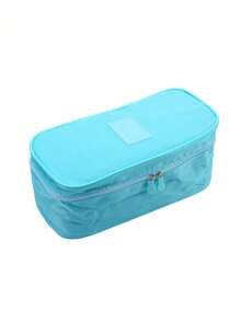 1pc Women's Bra & Panty Travel Storage Bag, Portable Lingerie Organizer With Multi-Compartments, Zipper Closure, Elastic Pockets, Hand/Machine Washable, Compact & Durable For Travel