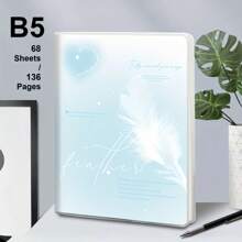 1pc, 136 Pages, B5 Waterproof Soft Surface PP Cover Notebook, Colorful Simple Journal, Notebook, Horizontal Line Journal, Notepad For Office, Home, School