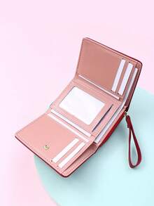 New Women Short Wallet Red Deer Horn Mini Zipper Coin Purse Cartoon Tri-Fold Snap Card Holder - Burgundy - View 2