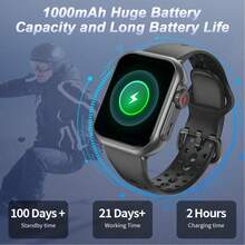 ESFOE LIGE新款智能手表1000mAh超大容量电池，100+运动模式，支持自定义表盘，天气预报，LED手电筒，音乐播放，语音助手，时尚女士多功能智能手表