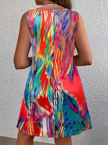 Plus Size Women's Round Neck Sleeveless Maxi Dress - Flowy Vacation Beach Dress, Boho Summer Sundress For Curvy Women, Breathable Plus Size Dresses For Women,Leisurely Bohemia Dress For Women
