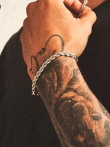 1pc Luxury Shiny Cubic Zirconia Tennis Chain Bracelet For Men, Suitable For Daily Wear, Couples Bracelet - Tennis Chain Bracelet - View 6