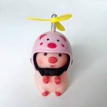 1pc Pink Pig With Helmet Creative Personalized Motorcycle Decoration, Elastic Band Suitable For Most Motorcycles And Bikes, Cute Pig Head Motorcycle/Bicycle Handlebar Decoration, Creative Personalized Gift, Fashionable Helmet Pig, Motorcycle Accessory