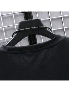 Fashion Letter Pattern Men's T-Shirt Pure Cotton Skin Comfortable , Suitable For Sports Out At Home Suitable For Lovers Loved OnesRap Rock Signature Print T-Shirt Outdoor Daily Casual And Fashionable T-Shirt-6482-HHCN TRADING LIMITED - Black - View 4
