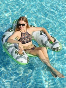 1 pieza Silla de agua flotante con diseño de hoja en forma de U de PVC inflable, sillón flotante para piscina para adultos, sofá de agua, silla flotante con respaldo en forma de U - Multicolor - Ver 5