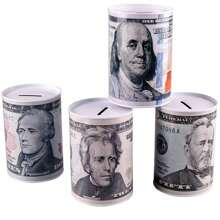 1pc Universal Sealed Coin Bank, (Small 10.5cm, Medium 12.5cm) Cartoon Design Decorative Piggy Bank, (Recommended Medium 12.5cm) For Saving USD, EUR, AUD, GBP, SAR, TMT, EGP, CHF Coins, Small Metal Coin Collection Box