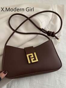 Stylish French Simple And Elegant One-Shoulder Underarm Bag Commuter Commuter Everything With Metal Decorative Buckle Design Spring Underarm Baguette Bag