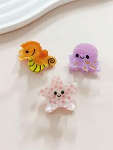 2pcs/3pcs Women's Chic Elegant Acrylic Sea Elements Hair Clips - Seahorse, Starfish, Octopus, Suitable For Bangs, Side Hair, Princess Hairstyles, Cute Streetwear Accessories Hair Claws Claw Clips Hair Jaw Clip Hair Clamps Hair Clutch Hair Claw Clip Fall Winter Hair Accessories For Women For Vacation Outfits Woman - Multicolor - View 6