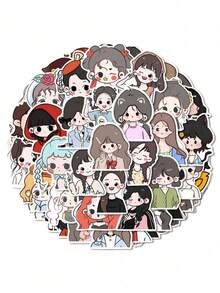 1包可爱女孩卡通游戏贴纸，DIY包包贴纸，可重复使用，适用于学习用品、返校季剪贴簿、趣味贴纸、笔记本电脑贴纸、Kindle手机贴纸 - 彩色 - 查看 11