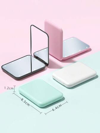 LED Makeup Mirror, Portable Handheld Folding Mirror With 8 LED Bulbs And 2X Magnification, Compact Foldable Makeup Mirror With Lighting, Suitable For Home Decor, Bathroom, Dressing Table, Bedroom, Travel And Dorm, Great Gift For Women