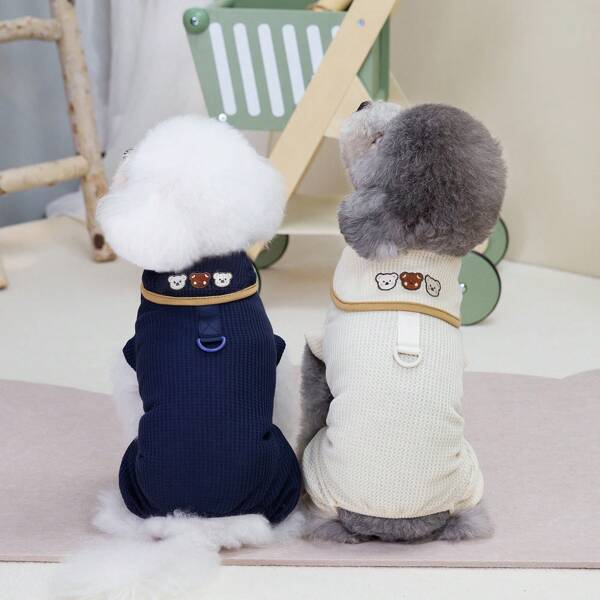 Pet Sun Protection Vest, Dog/Cat Clothes, 24 Teddy Bear 4-Leg, British Style 4-Leg Protective Service, Small Animal Outfit, Dog Sportswear, Animal Apparel, New Eu/Us Popular Style, Spring/Summer, Casual Leash Button Shirt