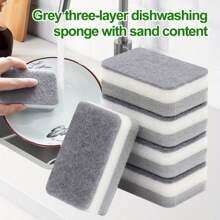 1/5/10/40/100pcs High Density Sponge Scrubber, Kitchen Cleaning Sponge Scrub Pad