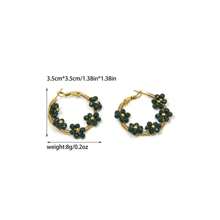1 Pair Boho Stainless Steel Gold Plated Colorful Flower Earrings, Suitable For Women Daily/Beach/Party/Festival