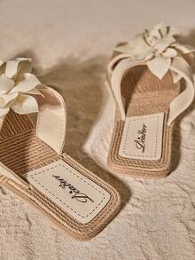 Tropiscape 2025春夏新款女士时尚优雅经典户外防滑耐磨蝴蝶结拖鞋,女士沙滩度假休闲凉鞋,营造度假氛围,放松身心,适合秋季、圣诞节、冬季等各种场合,也是圣诞礼物的理想之选。 - 米色 - 查看 5