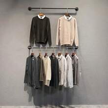 1-Pack Industrial Pipe Clothing Rack - Detachable Wall Mounted Heavy Duty Space Saving Garment Rack For Closet Storage - Black, 2/3 Base,Storage Holders & Racks Sturdy And Adjustable