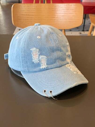 قبعة بيسبول جينز ثقوب للرجال, عصرية ومتعددة الاستخدامات , مناسبة للأنشطة الخارجية والسفر والدراجات والاستخدام اليومي