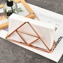 1pc Stylish Modern Metal Napkin Holder For Bathroom And Kitchen - Table Accessory For Tissue Organization - Golden/Rose Gold/ Black - Multicolor - View 5