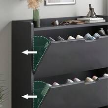 2 Drawer Shoe Rack Shoes Storage Cabinet Wooden Cupboard Organiser Holder Stand - Black - View 7
