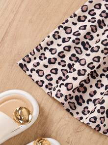 3Pcs/Set Tween Girls Casual Cap Sleeve Leopard Cat Print Dress Set - Multicolor - View 5