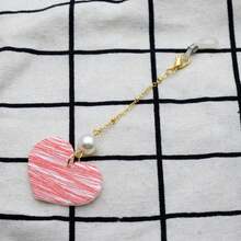 2pcs Heart Shaped Acrylic & Metal Glasses Chain, Vintage Style Eyeglasses Chain Holder Accessory - Red and White - View 3