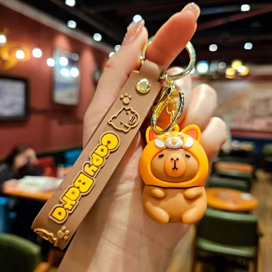 1 Stück süßer Cartoon Capybara Schlüsselanhänger, niedlicher Hamster Taschenbaumler, Paar/Auto Schlüsselanhänger Anhänger Auto Zubehör