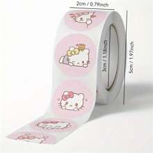 Sanrio Sanrio 500pcs Hello Kitty Sticker Rolls - Colorful Stamping Stickers For Scrapbooking, Gift Wrapping, Party Favors And DIY Crafts - Matte Finish, Reusable Sticker Rolls, Suitable For Home, Office And Commercial Use