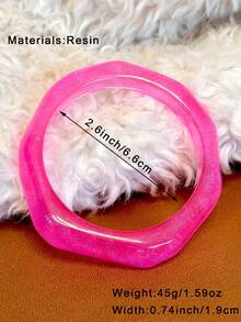 1 chiếc vòng tay thời trang màu hồng cánh sen dành cho nữ, thiết kế hình tròn và bánh răng bất đối xứng, thanh lịch và đa năng, phù hợp với phong cách trưởng thành (Độ lệch kích thước 3mm/0,11 là bình thường) - Màu Hồng Tươi - Xem 6