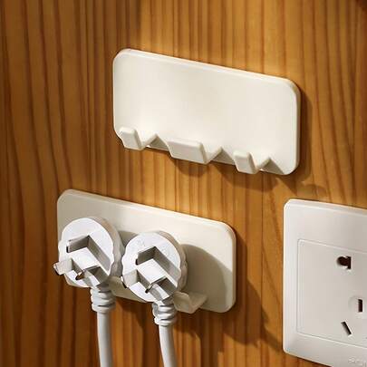 1pc Plug-In Hook No Drilling Required Holder, Multi-Functional Household Wall Mounted Electrical Appliance & Cord Organizer For Kitchen, Living Room, Bedroom, And Office, To Organize Cables, Power Strips, Chargers, And Small Appliances, Easy Installation Without Tools, Discreet Yet Secure, Space Saving, Durable Design, Keeps Cords Tidy, Accessible Storage, Ideal For Home Use And Dorm Rooms