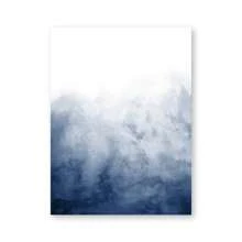 Pittura astratta ad acquerello blu indaco, stampe su tela d'arte da parete a tema oceano e , poster nordici per decorazione parete del soggiorno, con opzione cornice