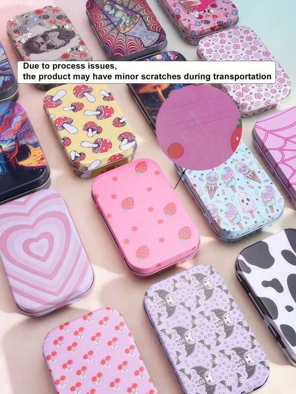 1pc Tin Material Flip-Top Design Cigarette Case With Funny Printed Patterns, Like Love, Bikini, Beach, Animal, Skeleton, UV Coating, Tobacco Holder Gift