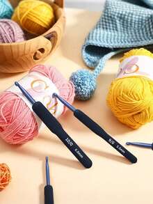 9pcs 14cm Hook And Crochet Tools Complete Set, Hand-Made Soft-Handled Woolen Sweater, Woven Bag, Stainless Steel Hook And Crochet Kit, Hook And Crochet Supplies - Blue - View 6