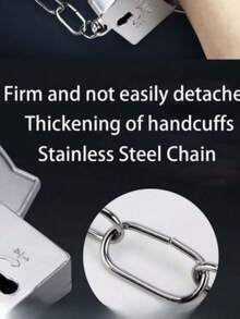 1pc Fake Handcuff Prop, Police Officer Catching Thief Role Play, Funny Party Game Accessory - Silver - View 9