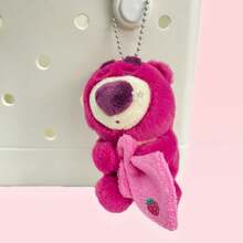 Miniso Strawberry Teddy Bear Keychain, Adorable Design, Soft Skin-Friendly Material, Perfect For Bags And Keys (1PC) - Multicolor - View 4