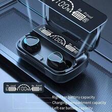 原装M10 TWS 400mAh耳机 蓝牙无线耳塞 运动立体声耳机 带麦克风 扬声器 适用于智能手机 - 黑色 - 查看 4