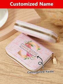 1pc Custom Signature Wallet,Personalized Signature Design Wallet,Custom Signature Wallet,Personalized Wallet With Signature,Custom Signature Wallet,Love Pattern Versatile Coin Wallet,Card Holder Multi-Card Card Organizer For Storage Credit Cards,New Year Glamour - Pink - View 7