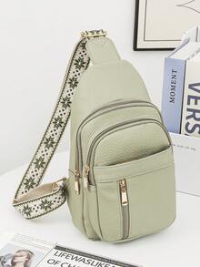 1 PC Green PU Leather Travel Bag Chest Bag Waist Bag Women's Bags,Multifunctional And Large Capacity Fashionable And Casual Large Capacity Portable Zipper Shoulder Bag Underarm Bag,Storage For Travel Cosmetics, Cell Phones, Keys, And Sanitary Napkins,Suitable For Earphones, Chargers, Lipstick, Cosmetics, Perfume, Skin Care And Beauty Products, Student Supplies, Keys, Holiday Gifts - màu xanh lá - Xem 10