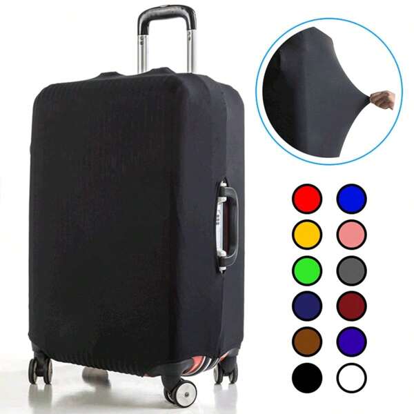 1 peça de capa protetora de bagagem elástica preta, capa protetora de mala de viagem, capa protetora de mala de carrinho, capa elástica de mala de cor sólida, bolsa de acessórios de viagem para escola, acessórios escolares, material escolar