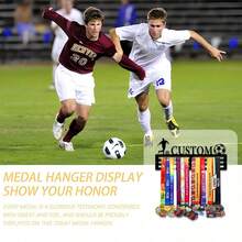 1pc Customized Soccer Player Medal Display Rack, Personalized Name Medals Holder, Iron Art Home Wall Decor Hanging Rack, Suitable For Bedroom, Living Room, Entrance,Delicate Romance - Black - View 2