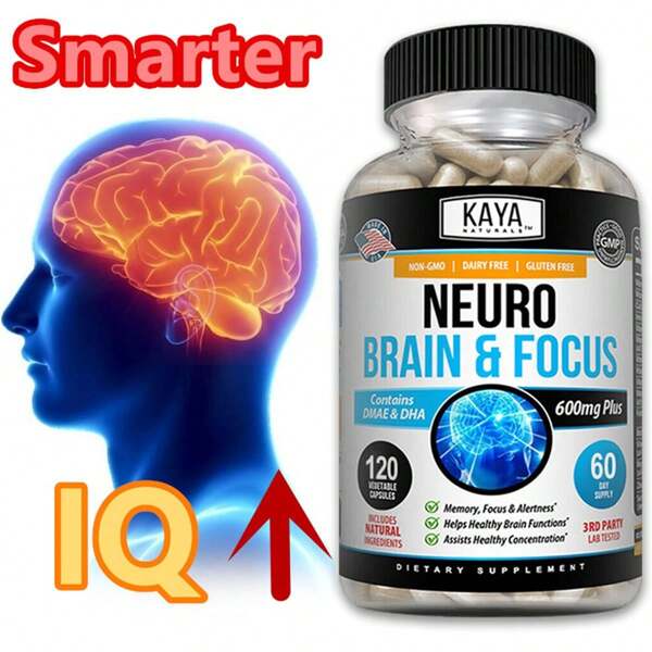 Brain Supplement With DHA To Support Brain Function, Memory, Concentration And Alertness - 120 Capsules
