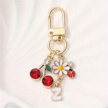 1 件合金 A-Z 字母樱桃雏菊甲虫字母吊坠钥匙扣时尚创意设计生日礼物配饰、母亲节礼物女士、夏季包包挂饰、女士时尚配饰、鲜艳的花朵设计、耐用的金属钥匙扣、美观的礼物创意、新奇钥匙扣 - 金色 - 查看 34