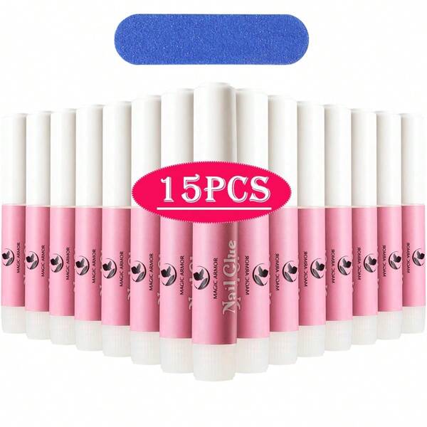 15PCS Nail Glue For Acrylic Nails, Professional Nail Tip Glue For Fake Nails Broken Nails Adhesive Super Bond For Press On Nails Glues Adhesive For Fake Nails Tips Glues