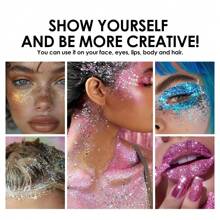Crema glitter per trucco, gel glitter, facile da usare ruotando e svitando. Prodotti per trucco corpo, decorazioni per testa, viso e corpo, colorazione capelli, smalto glitter, utilizzabili per performance di carnevale, festini di club notturni.