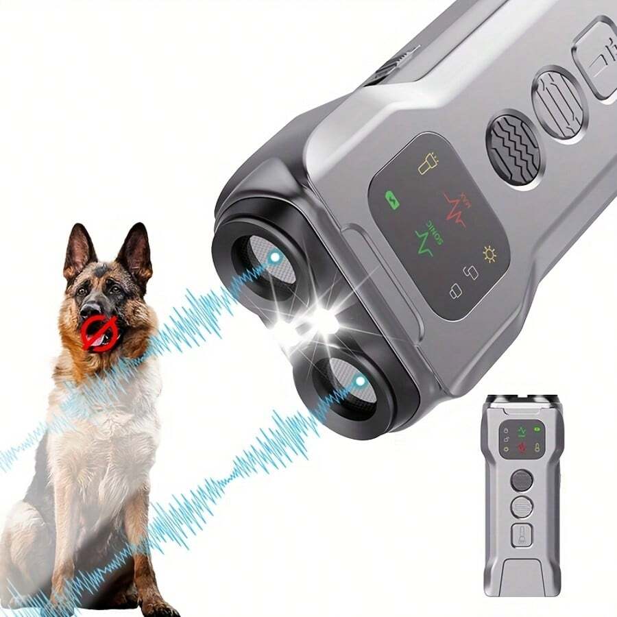 1 件二合一超声波驱狗器，带手电筒，USB 充电式防吠装置，双头设计，锂聚合物电池，≤36V 工作电压，宠物训练和驱虫工具 - 彩色 - 查看 1