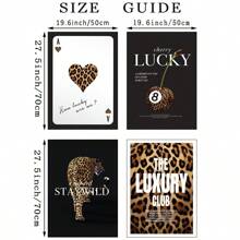 4pcs Vintage Leopard Wall Art Picture Luxury Magazine Cover Prints Canvas Paintings Lucky 8 Ball Poster Girly Aesthetic Decor For Bedroom, Living Room, Or Office ,Dorm Room Decor Gift For Her Umframed
