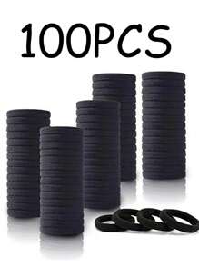 100pcs Solid Color Synthetic Fiber Casual Ponytail Holders, Fashion Accessories, For Women, All Season