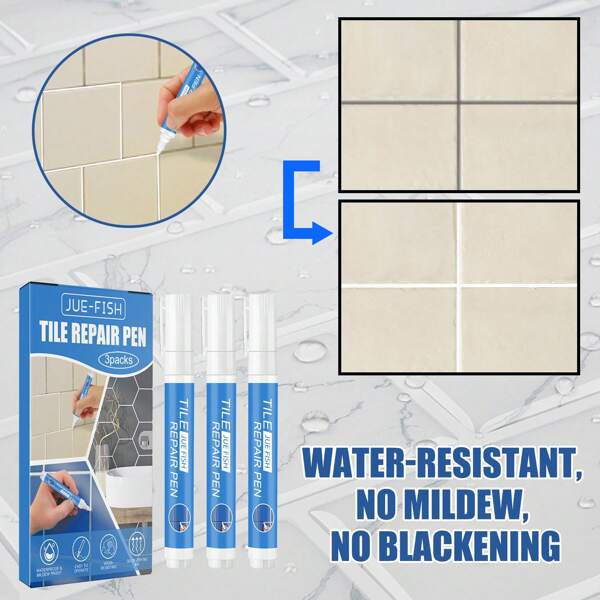 Tile Repair Pen, Waterproof Anti-Mold Tile Gap Beautifier & Grout Pen For Bathroom Floor