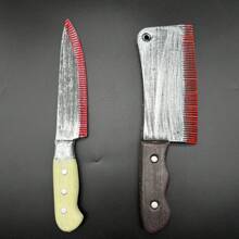 قطعة واحدة من أدوات الدعامة لحفلات الهالوين، سكاكين، أسلحة يدوية مرعبة وملطخة بالدماء، ديكور واقعي لمهرجان الأشباح