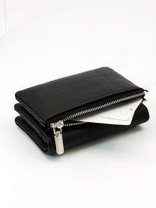 MINGYOU Women Short Super Soft PU Large Capacity Wallet, Multi-Function Multi-Layer Wallet, Exquisite Magnetic Snap Closure, Multi-Card Slots Handbag, Zipper Coin Purse Card Holder, Soft & Lightweight Convenient Handbag For Party, Date, Holiday Gift - Black - View 4